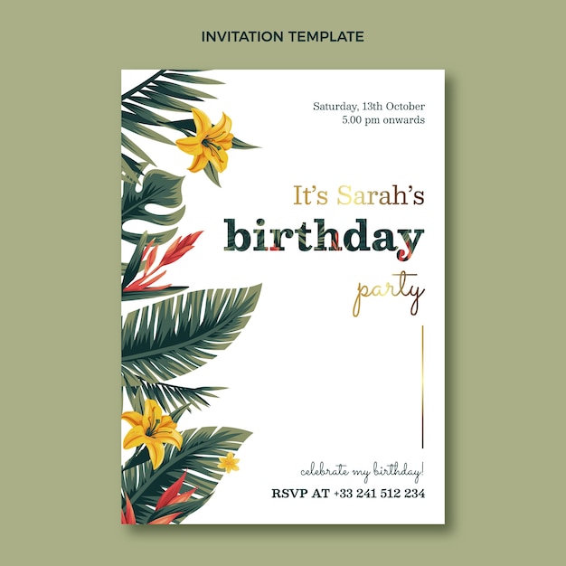 Flat jungle birthday party invitation template