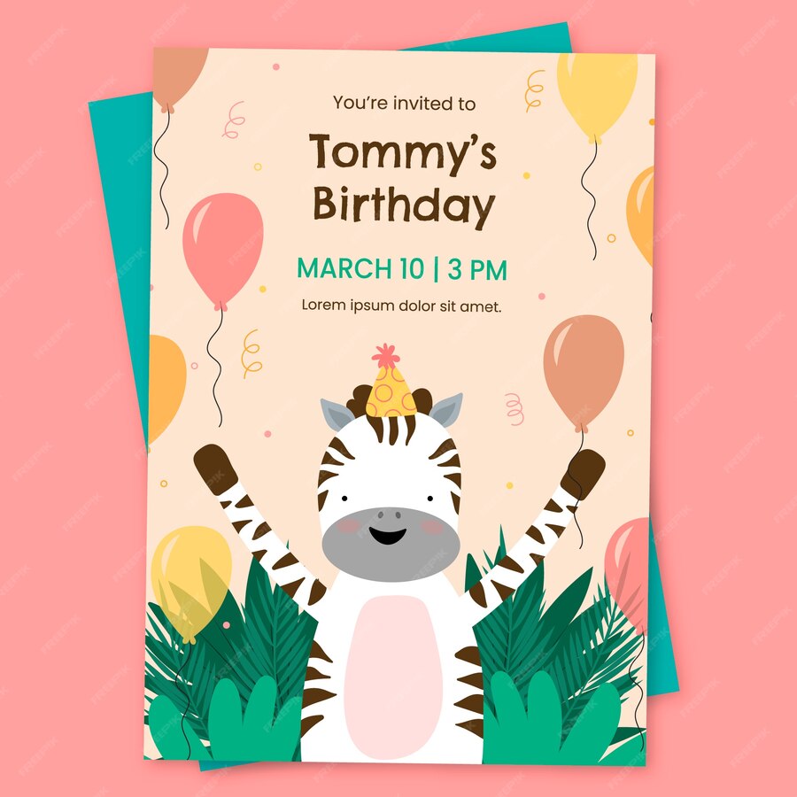 Free Vector | Flat jungle birthday party invitation template