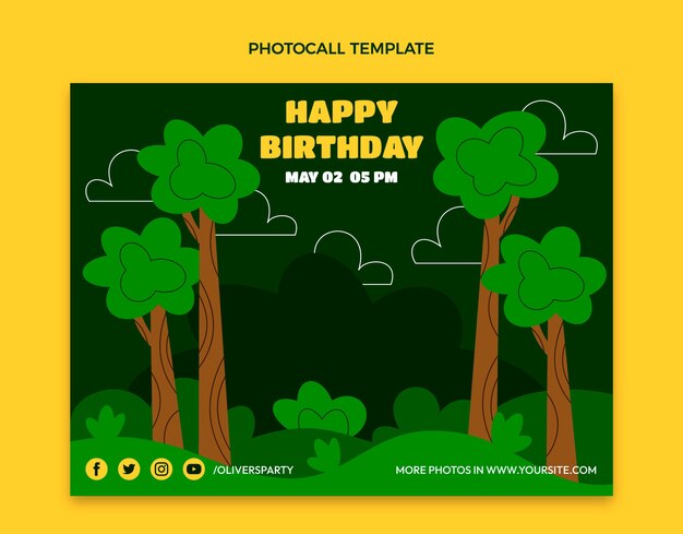 Flat jungle birthday party photocall template