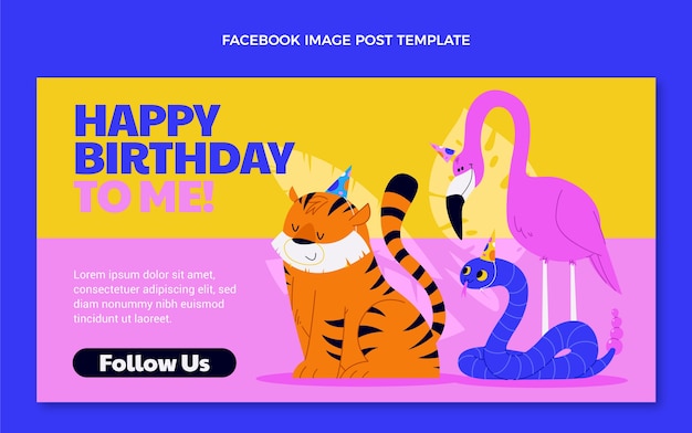 Free vector flat jungle birthday party social media post template