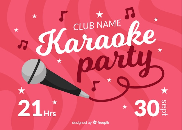 Vettore gratuito modello di banner piatto notte karaoke