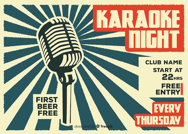 Free vector flat karaoke night banner template