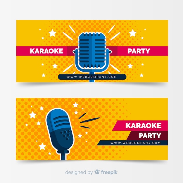 Flat karaoke party banner template