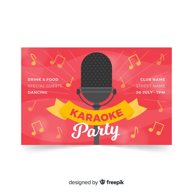 Free vector flat karaoke party banner template