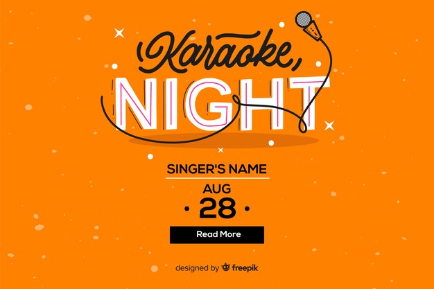 Flat karaoke party banner template 