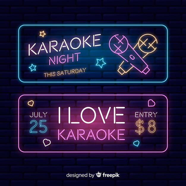 Flat karaoke party banners template