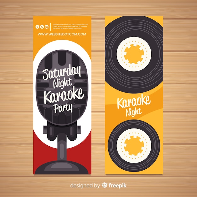 Flat karaoke party banners template