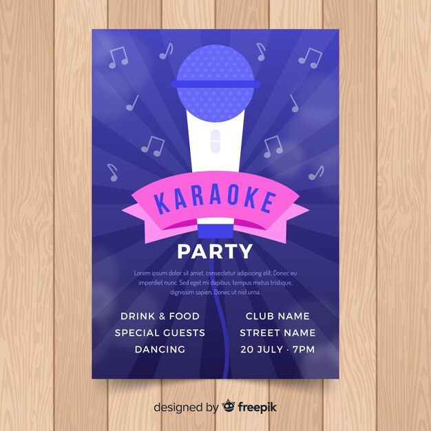 flat karaoke party poster template