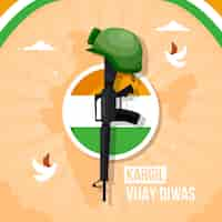 Vettore gratuito piatto kargil vijay diwas illustrazione