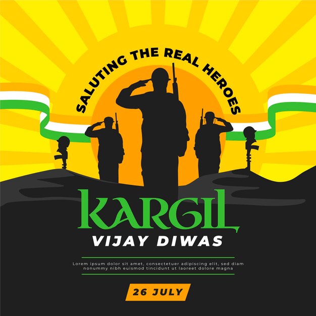 무료 벡터 플랫 kargil vijay diwas 일러스트