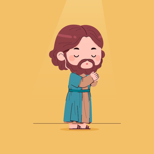 Free vector flat kawaii jesus illustration