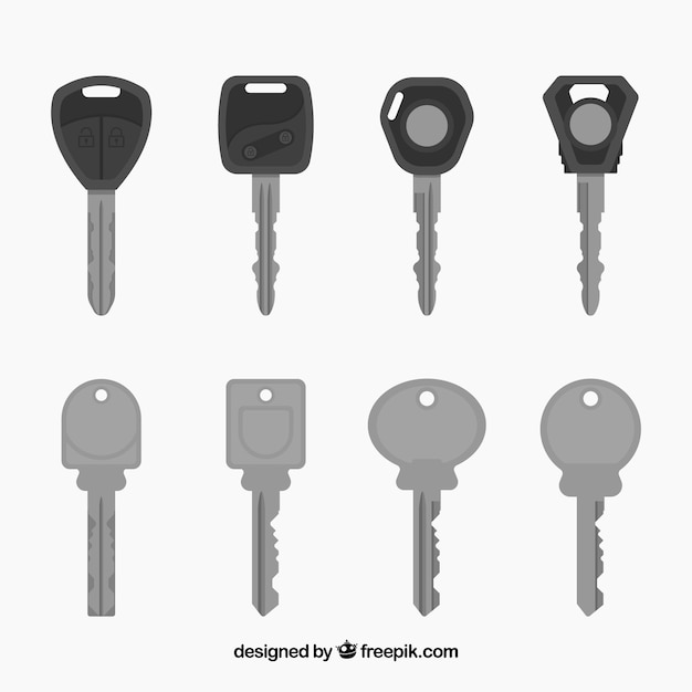 Бесплатное векторное изображение Коллекция плоских ключей
