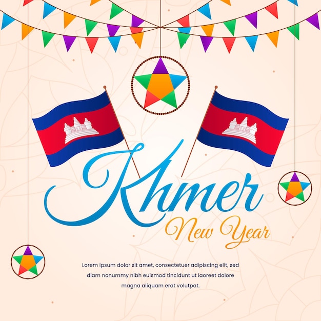 Flat khmer new year illustration