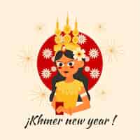 Free vector flat khmer new year illustration