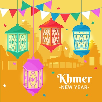 Illustrazione del nuovo anno khmer piatto