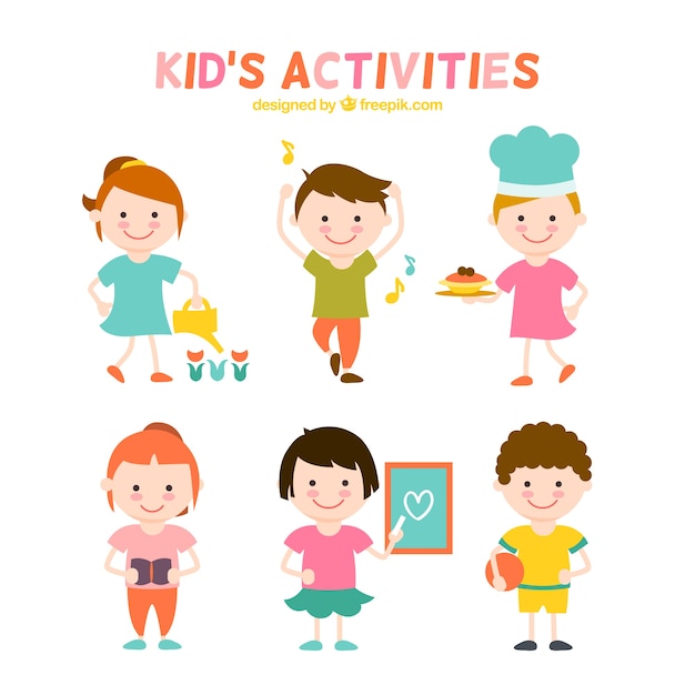 Flat kids activities collection