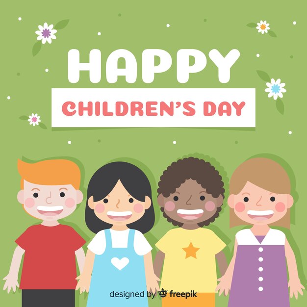 Flat kids childrens day background