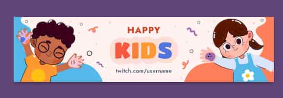 Free vector flat kids entertainment twitch banner template