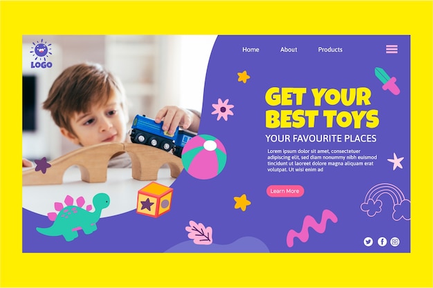 Free vector flat kids landing page template