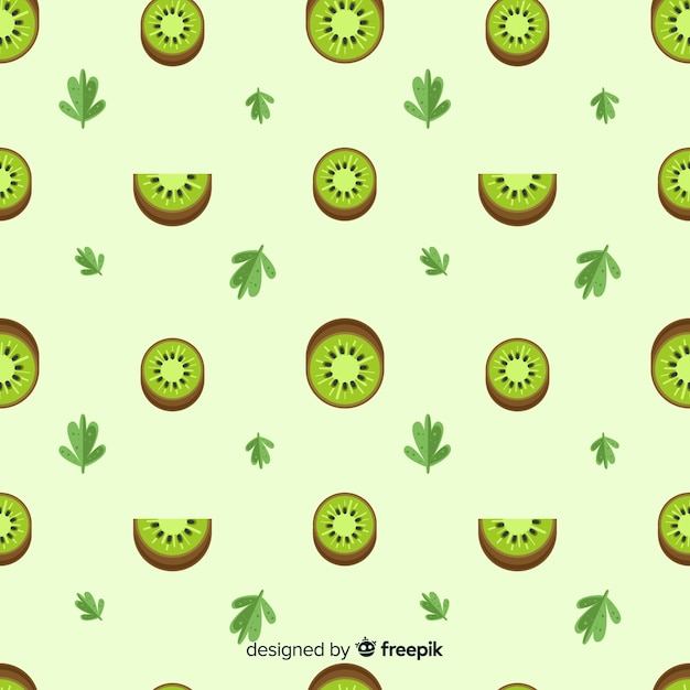 Бесплатное векторное изображение Плоский образец киви и листьев