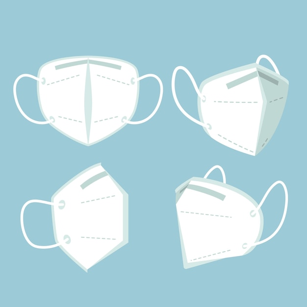 Free vector flat kn95 face mask in different perspectives