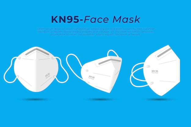 Free vector flat kn95 face mask in different perspectives