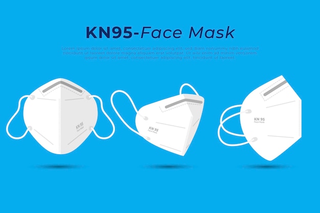 Плоская маска для лица kn95 в разных ракурсах