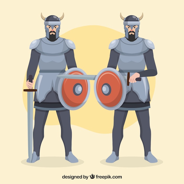 Free vector flat knights in different poses