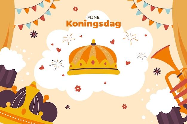 무료 벡터 평면 koningsdag 배경