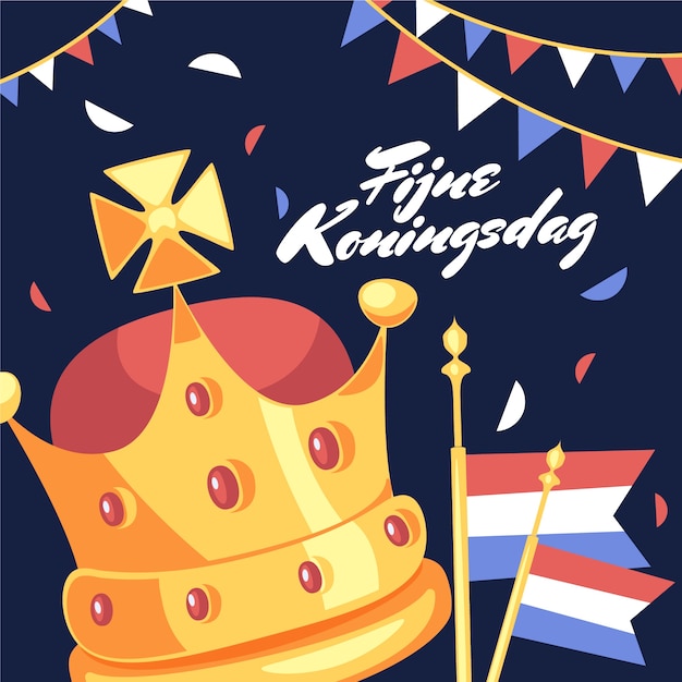 無料ベクター フラットkoningsdag背景