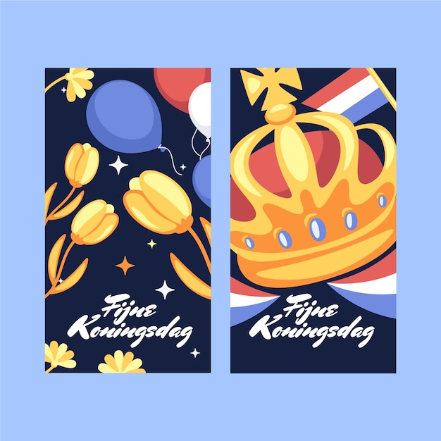 Flat koningsdag vertical banners pack