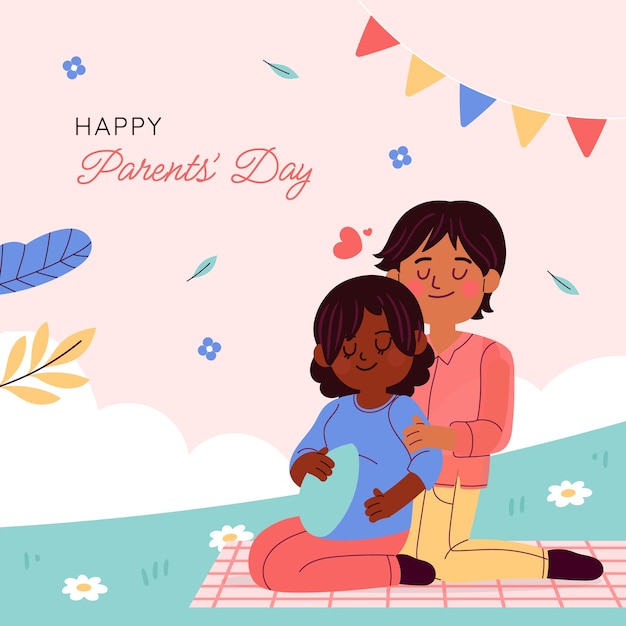 Free vector flat korean parents' day illustration