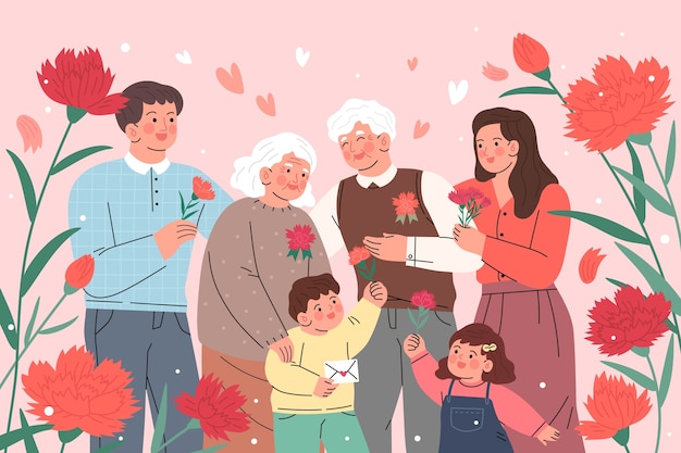 フラット韓国の両親の日のイラスト