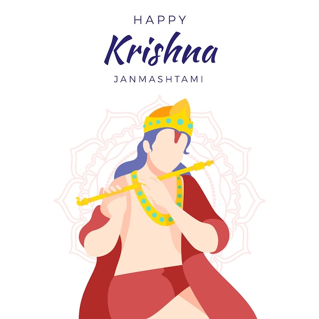 Vettore gratuito illustrazione piana di krishna janmashtami