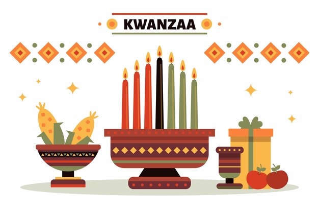 Flat kwanzaa background