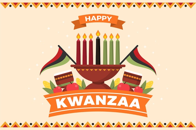 Flat kwanzaa background