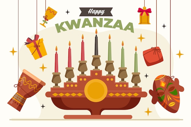 Flat kwanzaa background