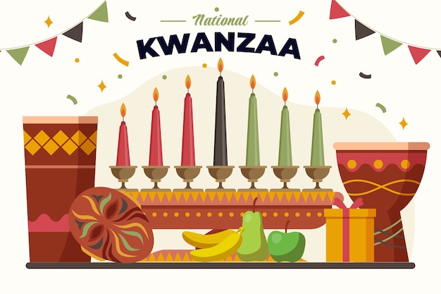 Flat kwanzaa background