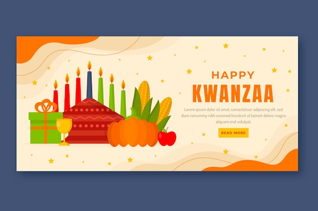 Flat kwanzaa horizontal banner