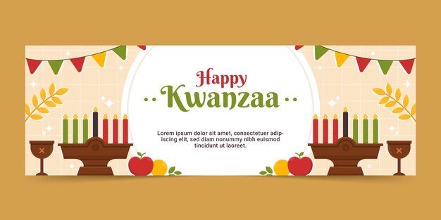 Flat kwanzaa horizontal banner