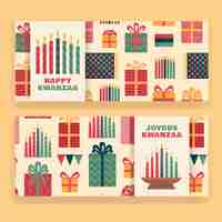 Free vector flat kwanzaa horizontal banners set