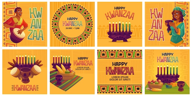 Flat kwanzaa instagram posts collection