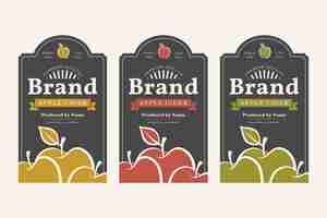 Free vector flat labels collection for apple cider drink