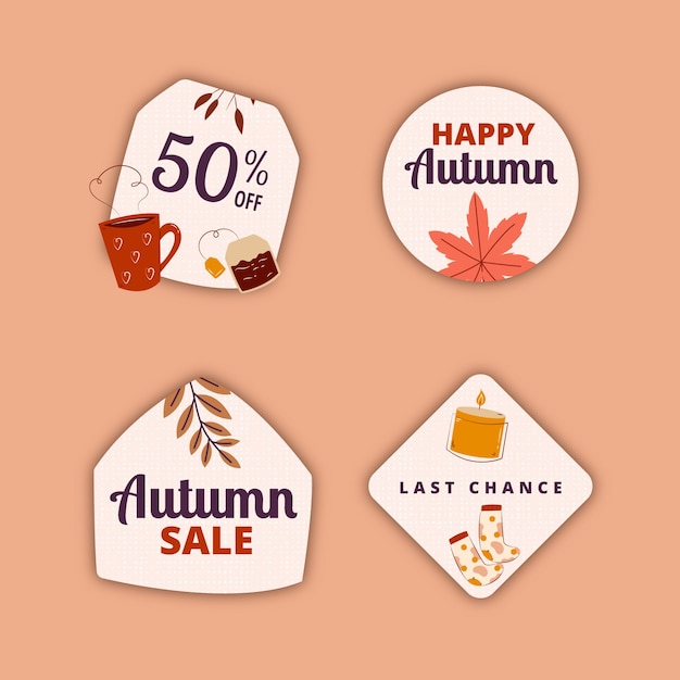 Free vector flat labels collection for autumn celebration