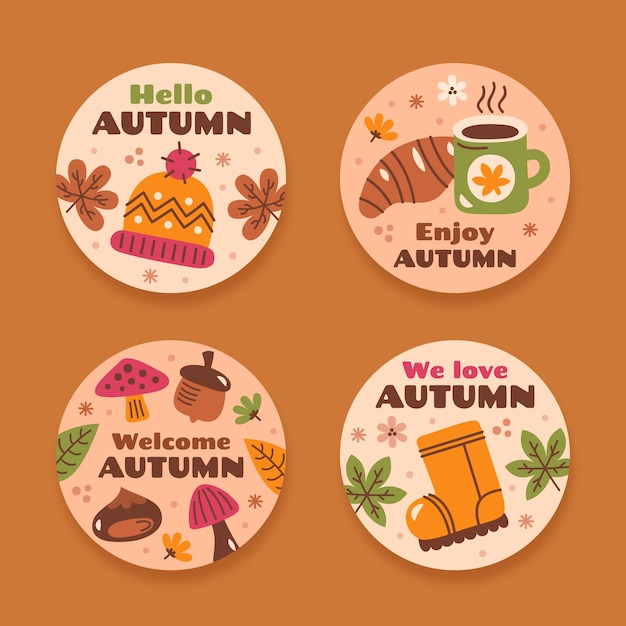 Flat labels collection for autumn celebration