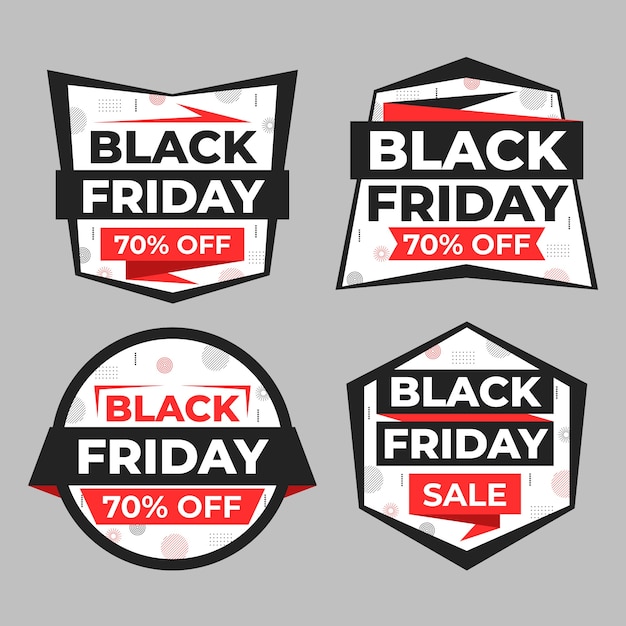 Vettore gratuito collezione di etichette piatte per le vendite del black friday