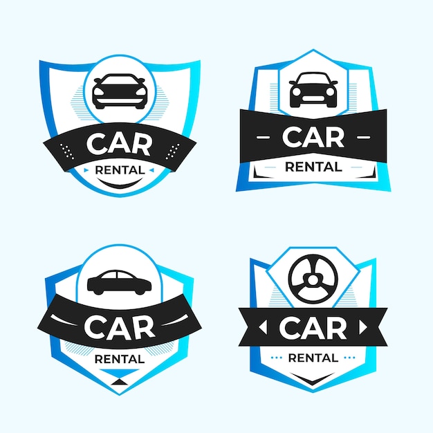 Free vector flat labels collection for car rental company