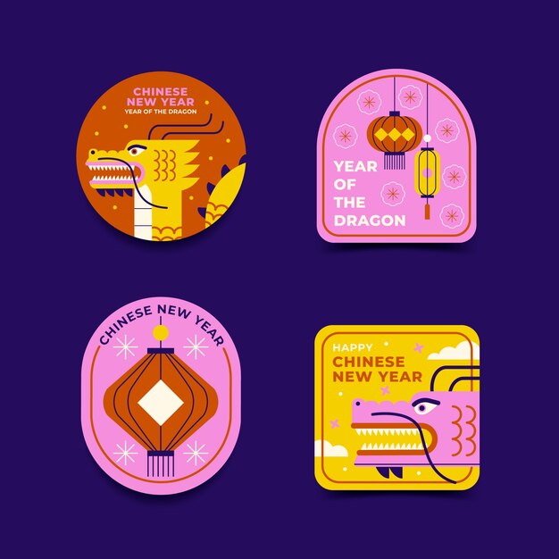 Flat labels collection for chinese new year festival