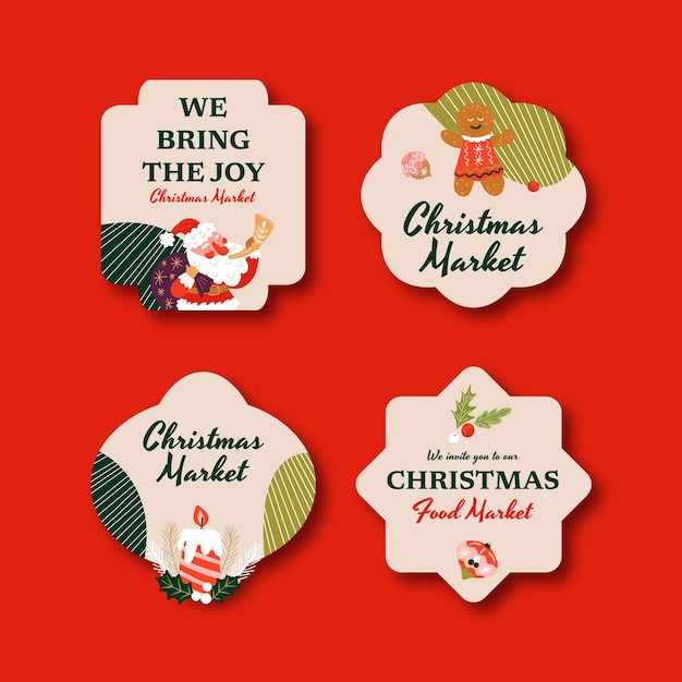 Free vector flat labels collection for christmas season celebration