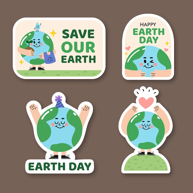 Free vector flat labels collection for earth day celebration